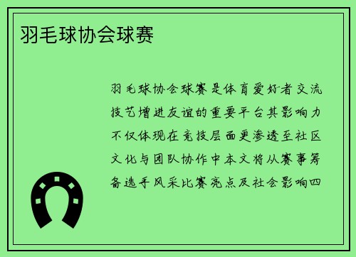 羽毛球协会球赛